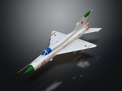 White Model Airplane With Green Nose Blue Emblem Number 08 And Red Star 3d model