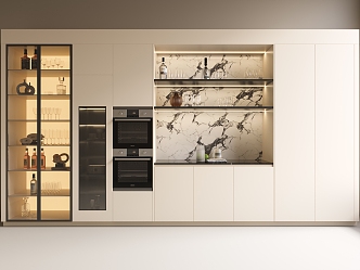 Modern Wine Cabinet Display Cabinet Semi-open Glass Sideboard Glass Wine Cabinet Oven 3d model