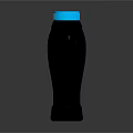 Black Plastic Beverage Bottle With Blue Cap And Smooth Reflective Surface
