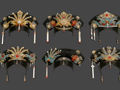 Traditional Chinese Ornamental Hairpiece Hanging Decorations With Phoenix Beads And Tassels 3d model