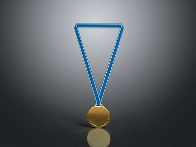 Stylish Blue Strap Clothing Accessory With Gold Circular Medal Decoration 3d model