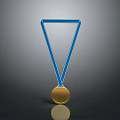 Stylish Blue Strap Clothing Accessory With Gold Circular Medal Decoration