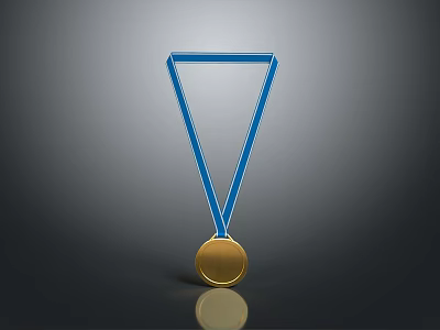 Stylish Blue Strap Clothing Accessory With Gold Circular Medal Decoration 3d model