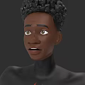 Realistic Game Movie Character With Curly Hair Dark Skin And Red Chest Symbol 3d model