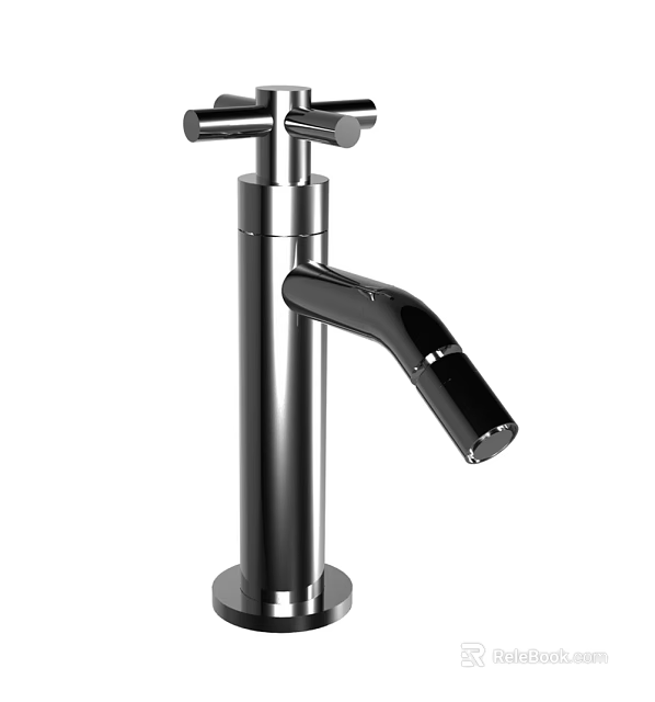 Modern Polished Metal Faucet With Dual Handles And Curved Spout Design 3d model 