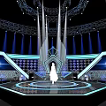Gorgeous Stage Design With Lights And Singing Performer 3d model