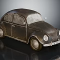 Vintage Beetle Car Model with Metal Body Classic Retro Design Round Headlights and Curved Shape