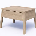 Light Wood Modern Bedside Table With Open Drawer And Simple Design 3d model