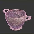Sculptural Carving Of Ancient Ceramic Vessel With Double Handles And Patina Texture