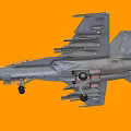 Gray Fighter Jet Model With Detailed Cockpit And Missiles On Orange Background