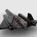 Black Fighter Jet Model With Sleek Design Twin Tails And Red Accents