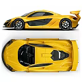 Yellow McLaren Sports Car Front Rear View With Aerodynamic Design And Rear Wing