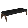 Modern Black Leather Tufted Bed Bench With Sturdy Wooden Legs Design