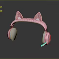Cute Pink Cat Ear Headphones Design With Microphone For Computer Use 3d model