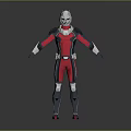 Detailed Sci Fi Character in Red and Black Bodysuit with Silver Helmet and Armor