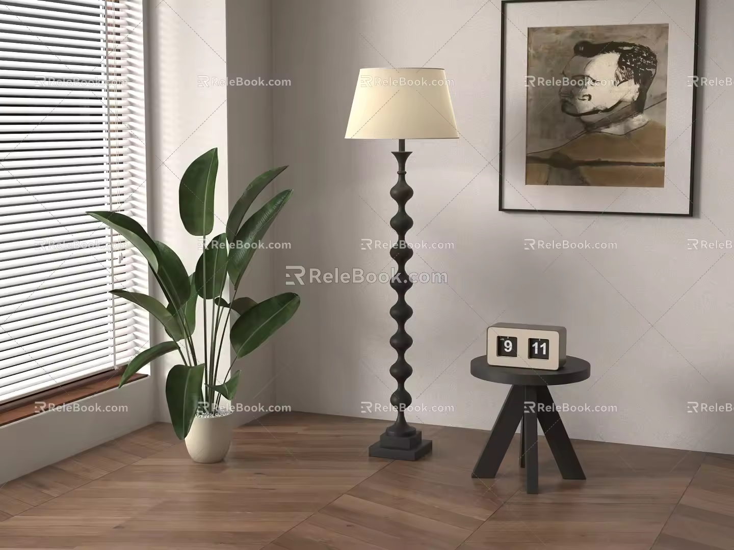 Middle Ancient Retro Floor Lamp Shade 3d model