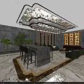 Luxury Interior Design With Bar Counter High Stools Wine Racks Marble Floor And Chandelier