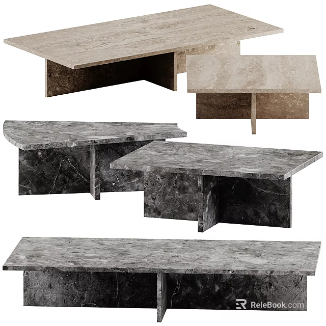 Modern Marble Coffee Table Designs With Various Tabletop And Base Structures 3d model 