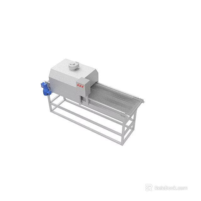 Industrial Conveyor Belt Processing Machine With Stainless Steel Frame And Blue Component 3d model 