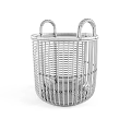 Light Brown Woven Rattan Basket With Handles And Open Weave Design
