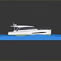 3D Model Of A Modern Yacht Floating On Blue Water
