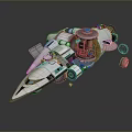 Futuristic Spaceship Model With White Gold Exterior Transparent Cockpit And Mechanical Details