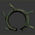 Ancient Bronze Clothing Accessories With Decorative Rings And Green Patina