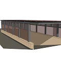 Modern Bus Shelter Structure With Glass Panels And Brick Base Roof Awning