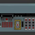 Vintage Blue Industrial Control Console Featuring Green Display Screen And Various Control Buttons And Knobs