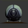 3D Model of Beetle with Light Blue Shell White Spots and Brown Circular Base