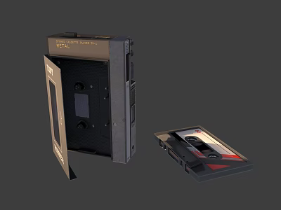 Vintage Cassette Player Headphone Audio System With Classic Retro Design And Style 3d model