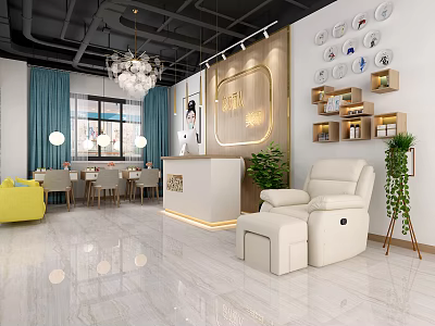 Elegant Modern Beauty Hair Salon Interior With Comfortable Chair And Decorative Mirror 3d model