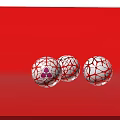 Three Red And White Spheres With Red Cracked Patterns And Pink Design On Red Background