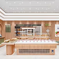 Sweet Dessert Shop Interior With Green Walls Wooden Accents And Glass Display Cases