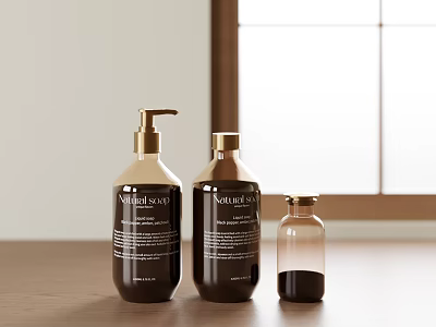 Natural Scrub Bath Gel And Liquid Soap Daily Bathroom Care Essentials 3d model