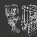 Futuristic Mechanical Arm Equipment With Digital Screen Interface And Wooden Metal Console Panels
