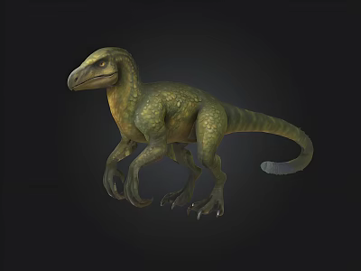 Realistic Green Dinosaur Model With Scaly Skin Standing On Black Background 3d model