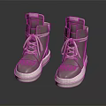 Modern Gray High Top Leather Shoes With Light Colored Laces And White Sole