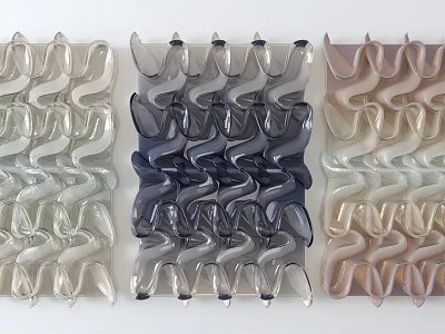 Three Colored Modern Wavy Textured 3D Wall Decor For Interior Design 3d model