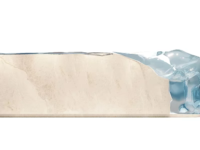 Modern Reception Desk With Beige Marble Countertop And Blue Glass Accents 3d model