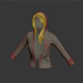 Golden Retriever Wearing Green Knitted Hooded Cardigan With Buttons And Black Lining