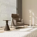 Beige Single Sofa with Side Table and Floor Lamp in Bright Modern Living Room