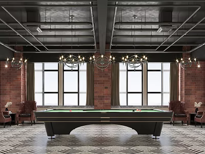 Industrial LOFT Billiard Room Recreation Area 3d model