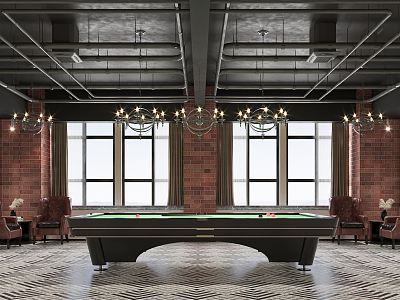 Industrial LOFT Billiard Room Recreation Area 3d model