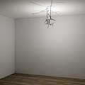 Modern Pendant Lights Hanging In Minimalist Interior With White Walls And Shadow Effects