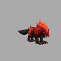 Fierce Red Wolf Game And Movie Character With Flaming Fur Spiked Body And Black Tail