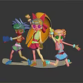 Vibrant Cartoon Girl Characters With Various Hairstyles Colorful Outfits And Dynamic Poses