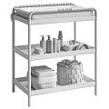 Natural Wooden Three Tier Storage Shelf With Cushioned Top Towels Toiletries And Woven Basket