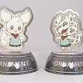 Cartoon Character Ornaments With Two Designs Transparent Flame And Animal Shaped Base With ORNAMENT Text