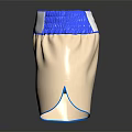 Beige Boxing Shorts With Blue Waistband White Label And Reflective Surface Design